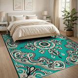 Ornate Teal Persian Area Rug