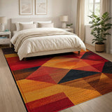 Bold Geometric Triangle Area Rug in Red Orange