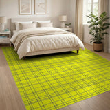 Vibrant Yellow Black Grid Geometric Area Rug