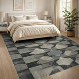 Modern Interlocking Grey Geometric Rug