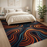 Multi-color and Patterns Neon Swirl Abstract Area Rug