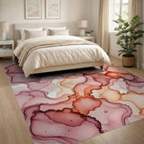 Fluid Pink Coral Abstract Area Rug
