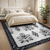 Black and White Ornate Black White Persian Motif Area Rug