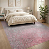 ODIKA Pink Shimmer Washable Area Rug, Non-Slip Low Pile Modern Glam Carpet