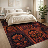 Red Mughal Arch Palm Area Rug