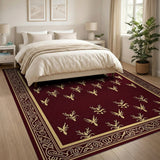 Regal Burgundy Gold Stag Antler Area Rug