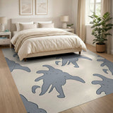 Abstract Gray Silhouettes Beige Area Rug