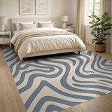 Blue Wavy Abstract Area Rug