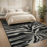 Abstract Area Bold Black White Zebra Stripe Area Rug