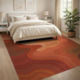 Layered Orange Contour Abstract Area Rug