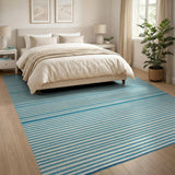 Blue and Teal Coastal Beach Blue Teal Striped Coastal Area Rug