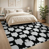 Cute Pixelated Animal Knit Black White Area Rug
