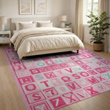 Pink Playful Pink ABC Alphabet Kids Area Rug