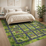 Cartoon Town Neighborhood Map Area Rug