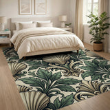 Ornate Green Seashell Baroque Area Rug