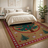 Christmas Tree Tribal Border Area Rug