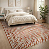Orange Trellis Geometric Area Rug