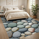 ODIKA Washable Pebble Stone Pattern Area Rug, Low Pile Non-Slip Nature Inspired Floor Mat