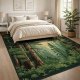 Sunlit Pine Forest Green Area Rug