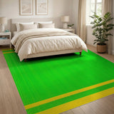 Vibrant Green Woven Area Rug with Yellow Borders