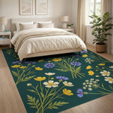 Emerald Green Wildflower Meadow Area Rug