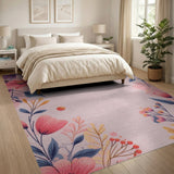 Blush Pink Hibiscus Floral Area Rug