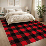 Red Black Buffalo Plaid Farmhouse Rug