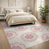 Vintage Pink Floral Mandala Area Rug