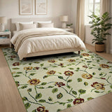 Cream Rose Vine Floral Area Rug