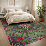 Lush Pink Floral Strawberry Area Rug