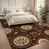 Ornate Wheat Harvest Medallion Rug