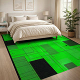 Vibrant Green Grid Matrix Area Rug
