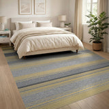 Gold Black Gray Striped Area Rug