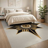 Gold Black Starburst Tribal Area Rug