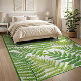Lush Green Fern Fronds Area Rug