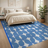 Modern Blue Oval Geometric Area Rug