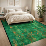 Green Geometric Modern Emerald Green Geometric Modern Area Rug
