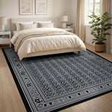 Black White Ornate Heritage Area Rug