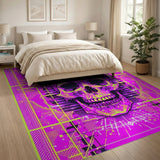 Neon Pink Skull Geometric Area Rug
