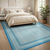 Ornate Blue White Persian Lattice Rug