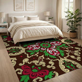 Ornate Red and Green Persian Floral Rug
