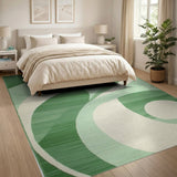 Wavy Green Abstract Green Area Rug
