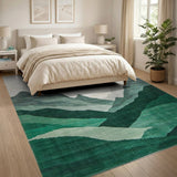 Layered Green Mountains Orange Sun Rug