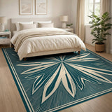 Teal Starburst Geometric Area Rug