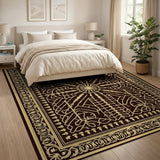 Ornate Gold-on-Maroon Persian Area Rug