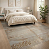 Tan Beige Geometric Woven Area Rug