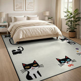 Whimsical Black Cats 'C' Kids Cartoon Rug