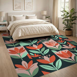 Vibrant Geometric Floral Area Rug