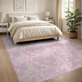 Blush Pink Swirling Floral Area Rug