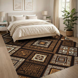 Heritage Tribal Geometric Brown Tan Area Rug